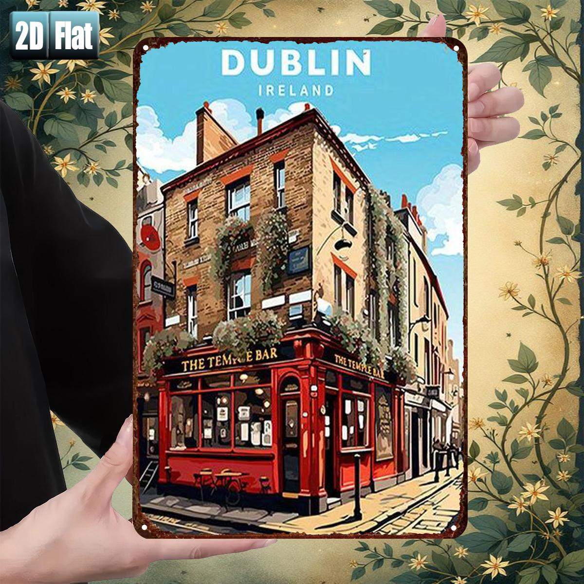 Home Bar Accessories - Dublin Ireland Temple Bar Metal Tin