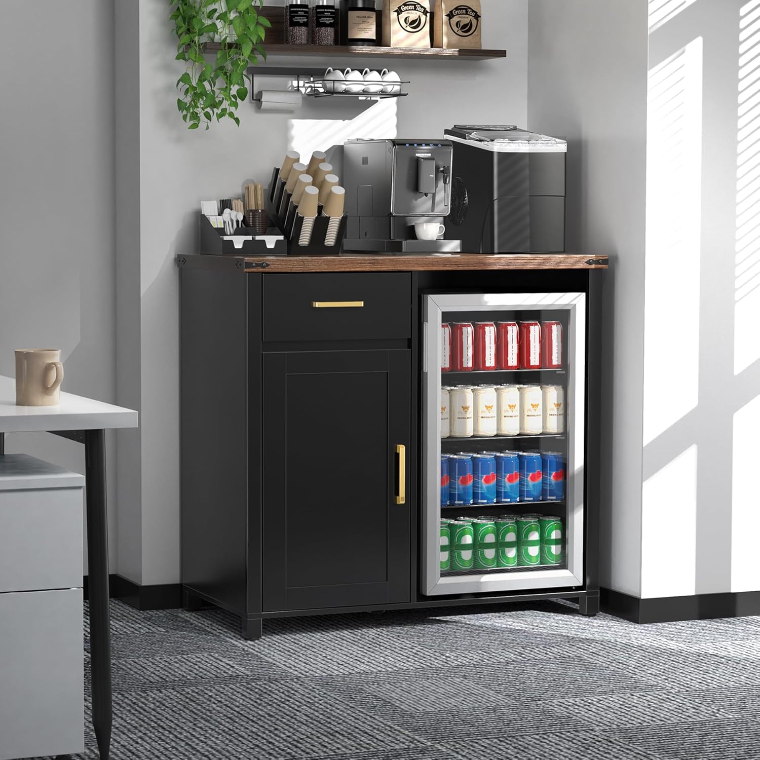Coffee Bar Cabinet with Mini F - đánh giá và giá Home Bar And Fridge