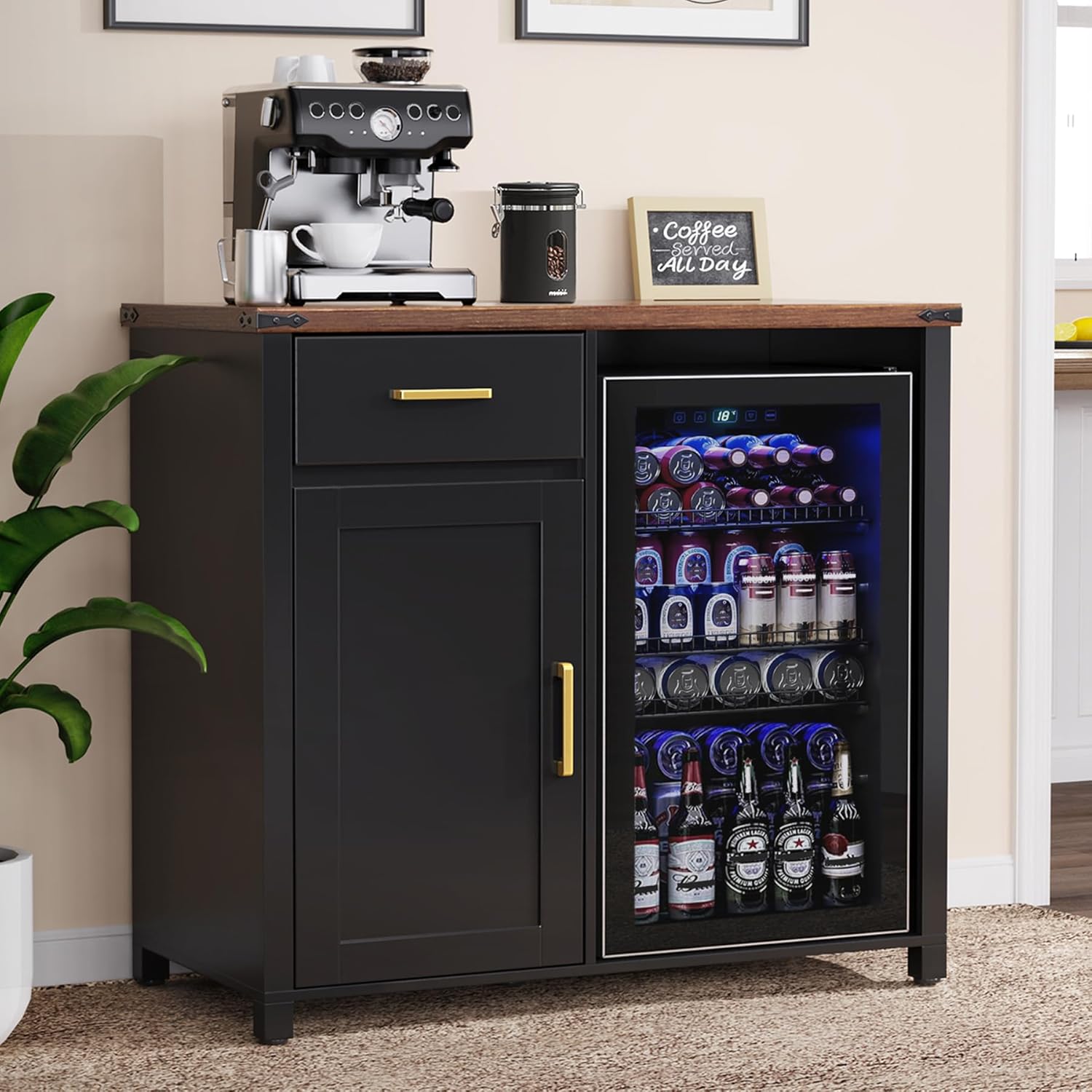 Coffee Bar Cabinet with Mini F - đánh giá và giá Home Bar And Fridge