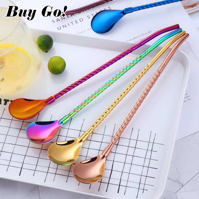 1PC Long Big Twisted Straw Spo - đánh giá và giá Bar Spoon Twisted