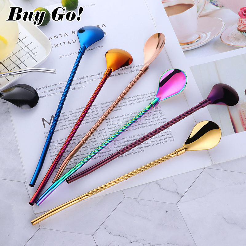 1PC Long Big Twisted Straw Spo - đánh giá và giá Bar Spoon Twisted