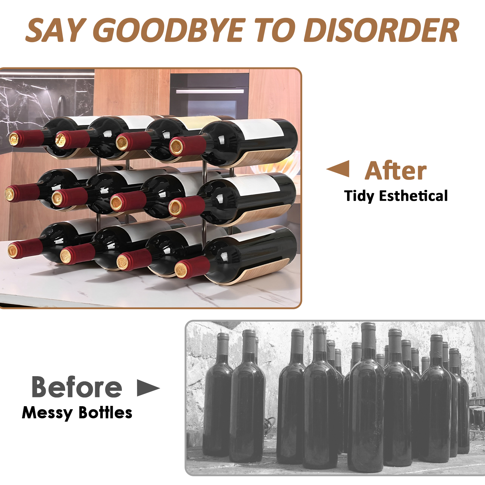 2/3-Tier Wooden Wine Rack Wavy - đánh giá và giá Home Bar And Cabinet