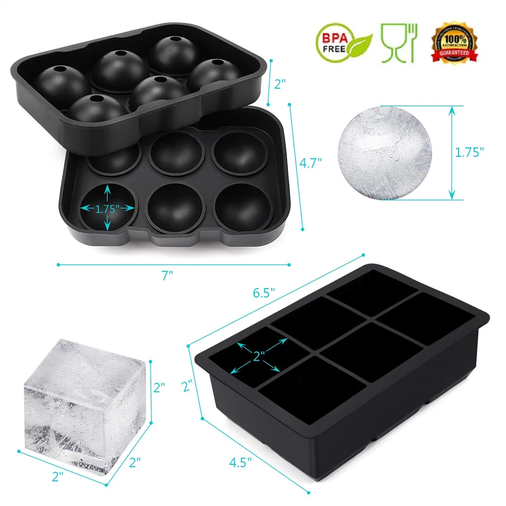 6 Grid Round Square Ice Cube B - đánh giá và giá Ice Mold Sphere