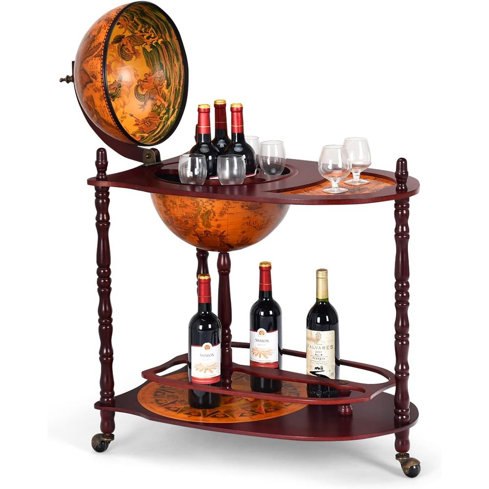 Vintage 34.5 Wheeled Globe Bar - đánh giá và giá Home Bar And Cabinet