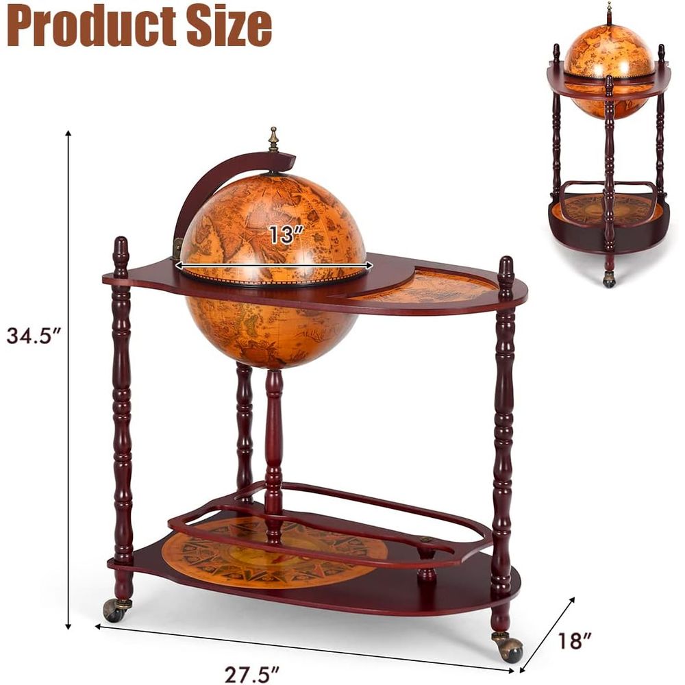 Vintage 34.5 Wheeled Globe Bar - đánh giá và giá Home Bar And Cabinet