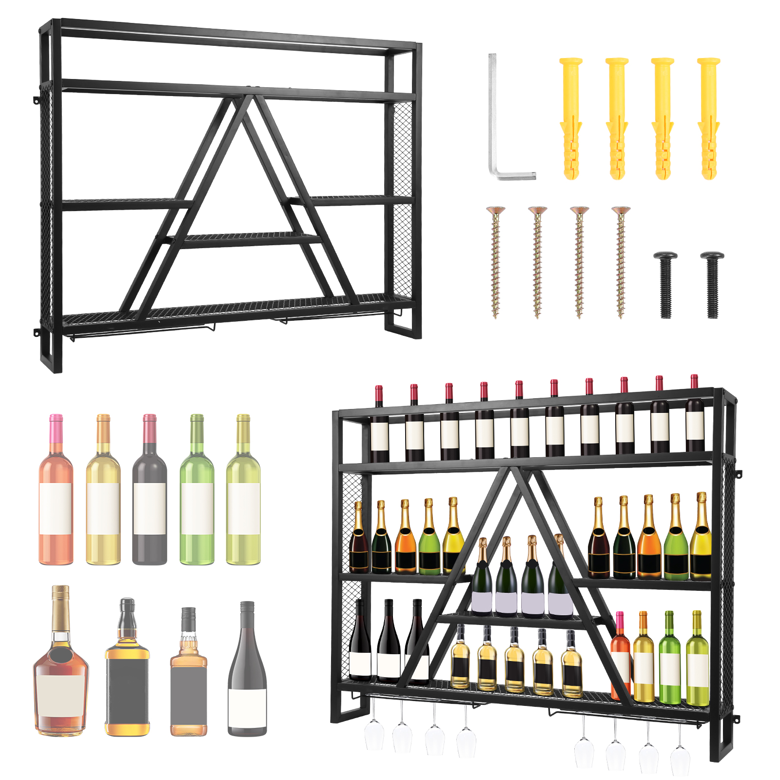 Bar Liquor Bottle Display Shel - đánh giá và giá Home Bar And Cabinet