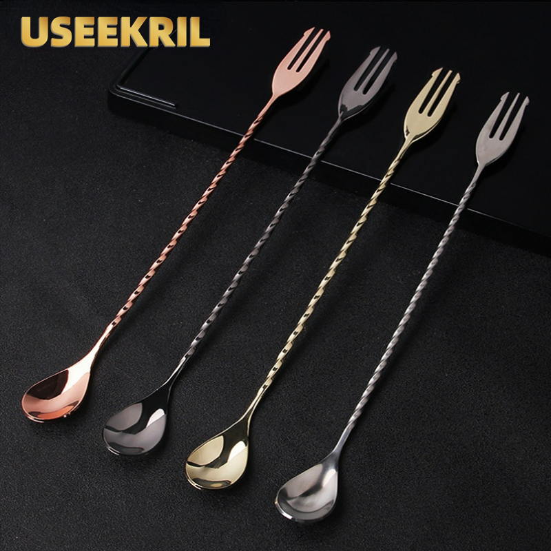 30 40 50cm Bar Spoon With Fork - đánh giá và giá Bar Spoon Twisted