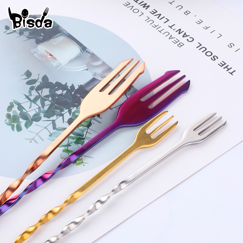 Cocktail Bar Spoons with Fork, - đánh giá và giá Bar Spoon Twisted