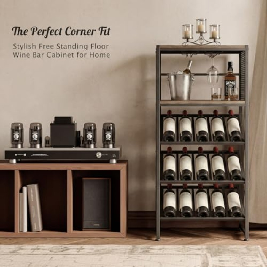 Corner Wine Rack with Glass Ho - đánh giá và giá Home Bar And Cabinet
