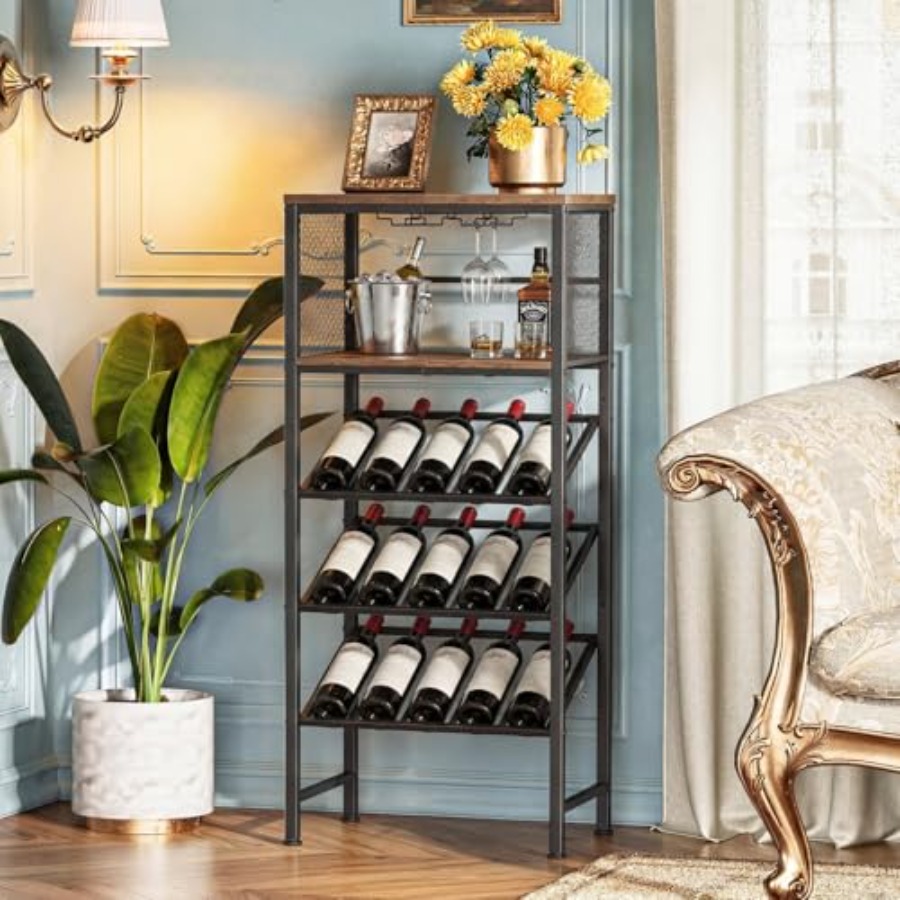 Corner Wine Rack with Glass Ho - đánh giá và giá Home Bar And Cabinet