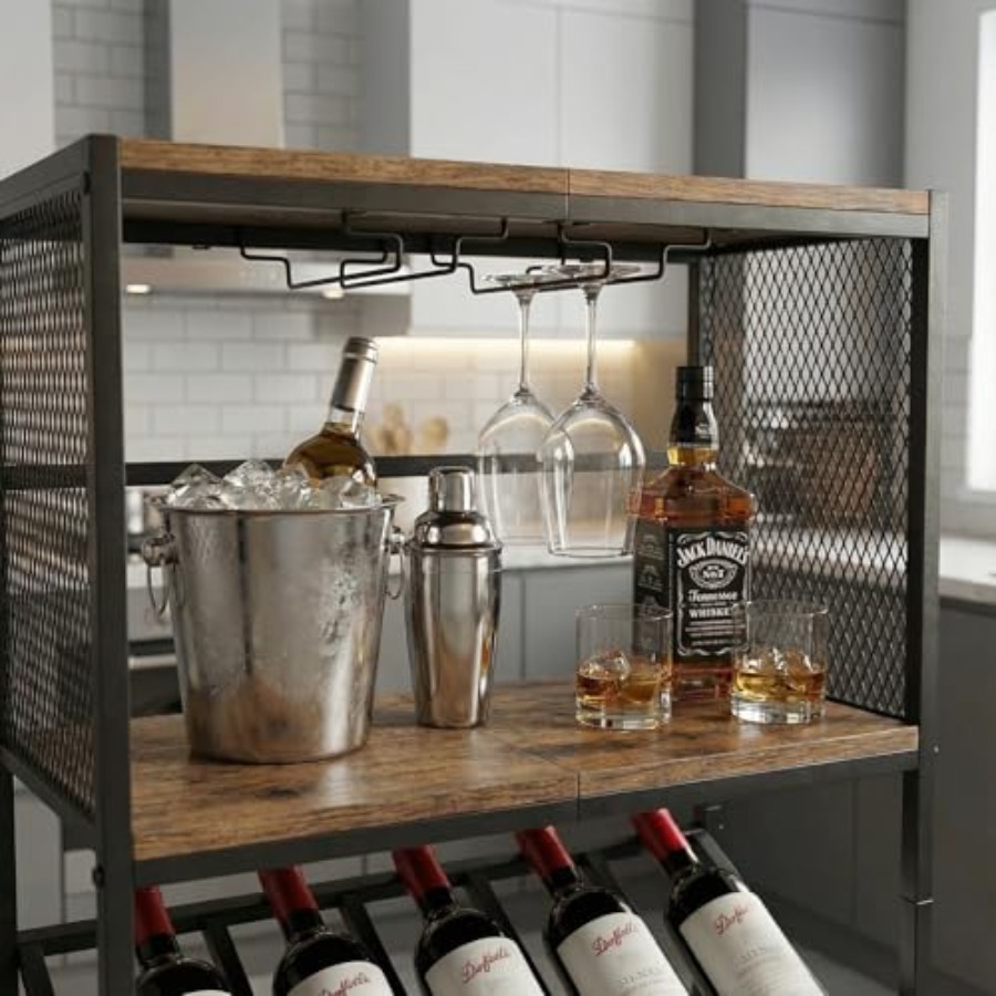 Corner Wine Rack with Glass Ho - đánh giá và giá Home Bar And Cabinet